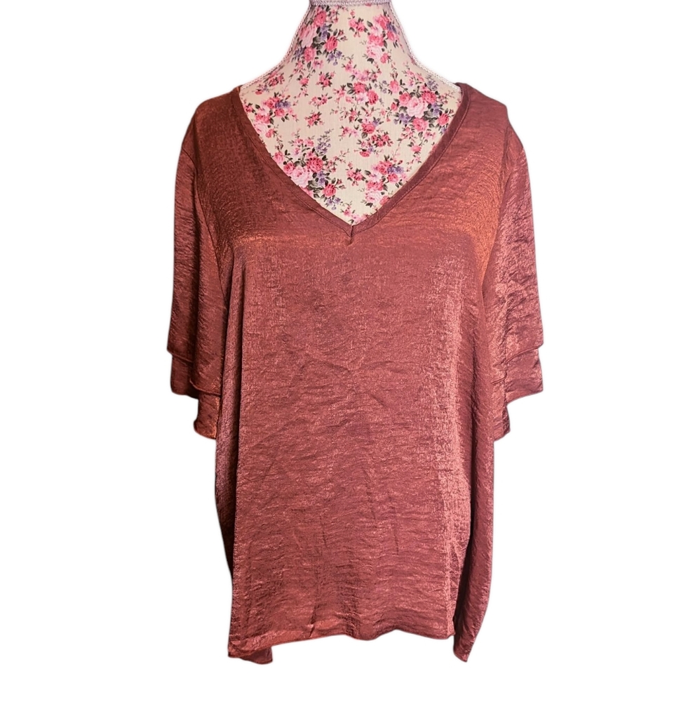 Minette Rust V-Neck Blouse